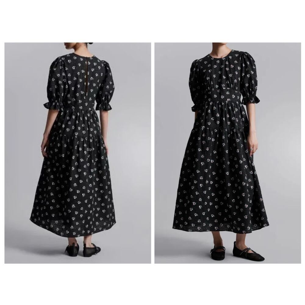 Elegant Black Floral Maxi Dress 100% cotton